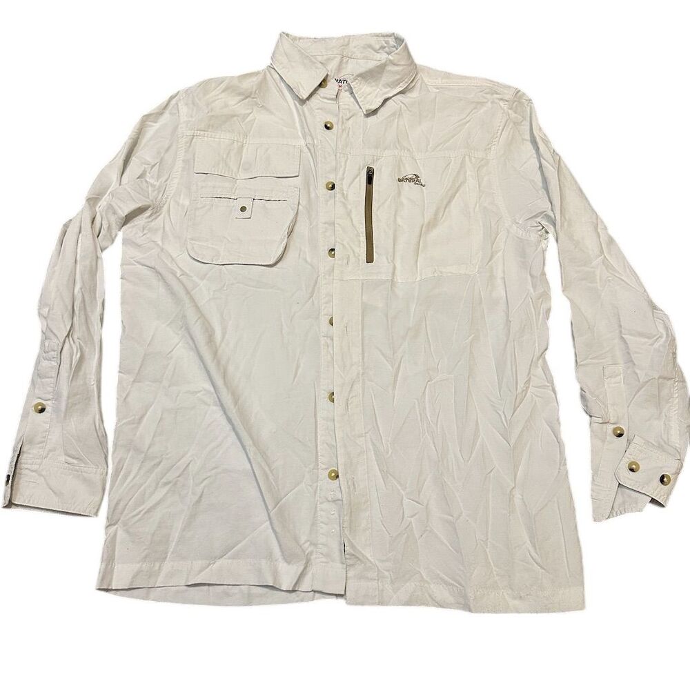 Natural Gear Men's White Long Sleeve Button-Up Shirt Size M Casual‎